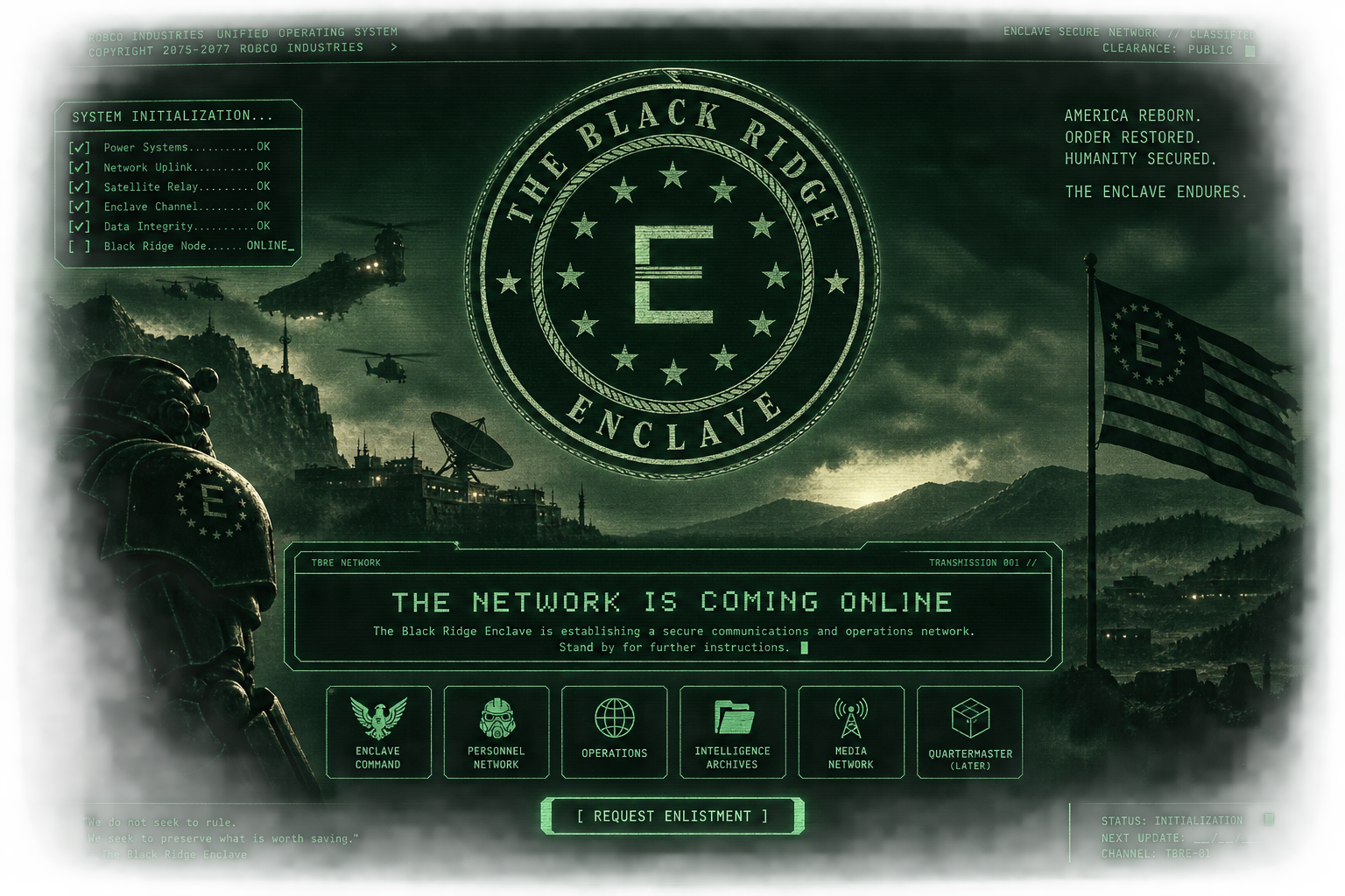 The Black Ridge Enclave secure terminal interface